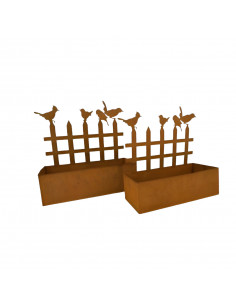 Vogel Deko 2er Set Blumenkasten Vogelzaun 1 x 41 cm breit und 1 x 33 cm breit kleiner Blumenasten

Breite 33,5 cm
Tiefe 14 cm 2