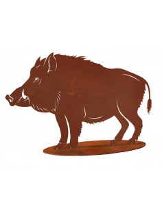 Start XL Wildschwein Figur -Modern- 85 cm breit 
Höhe: 53 cm
Breite: 85 cm
2 mm Stahl
