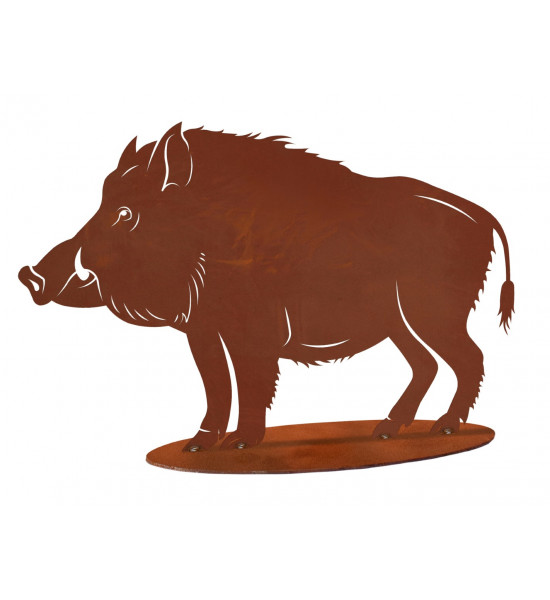 Start XL Wildschwein Figur -Modern- 85 cm breit 
Höhe: 53 cm
Breite: 85 cm
2 mm Stahl
