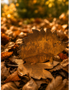 Herbstdeko Rost Igel auf Ahornblatt sitzend - Höhe 13 cm 
Höhe 13 cm
 2