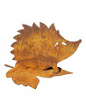 Rost Igel auf Ahornblatt - Höhe 18 cm