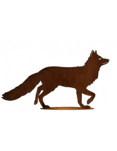 Fuchs und Wolf Neugieriger gehender Fuchs - auf Platte - Länge 100 cm 
Länge 100 cm
Höhe 54 cm

Edelrost-Fuchs im ruhigen Sc