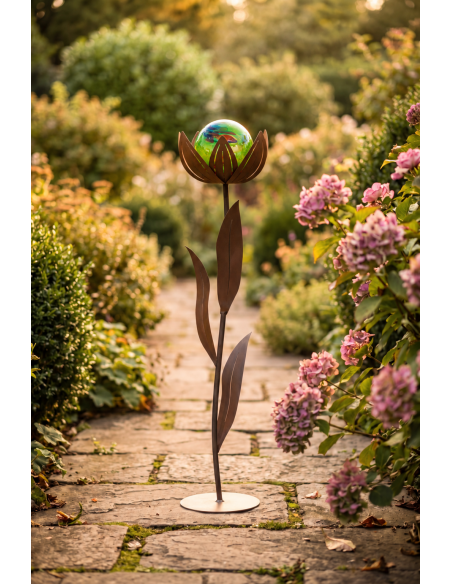 Glasblumen - grüne Kugel Glasblume - Amelie - grüne Kugel - Höhe 122 