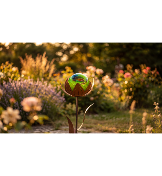 Glasblumen - grüne Kugel Glasblume - Amelie - grüne Kugel - Höhe 122 