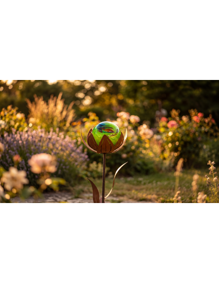 Glasblumen - grüne Kugel Glasblume - Amelie - grüne Kugel - Höhe 122 