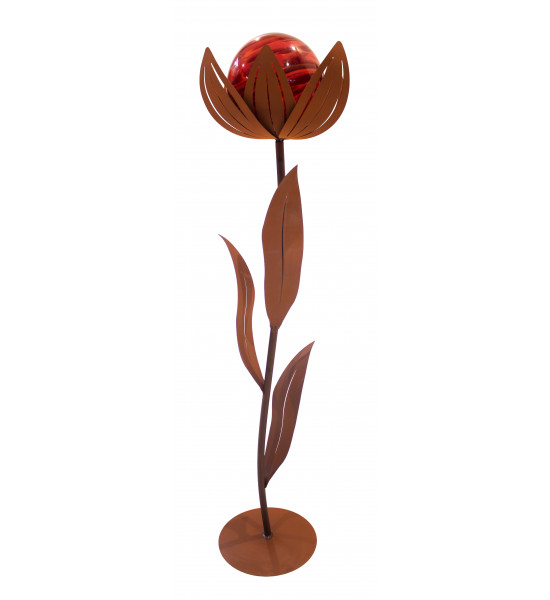 Glasblume - Amelie - rote Kugel - Höhe 122