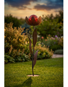 Glasblume - Amelie - rote Kugel - Höhe 122 2