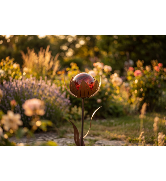Glasblume - Amelie - rote Kugel - Höhe 122