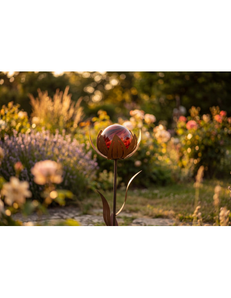 Glasblume - Amelie - rote Kugel - Höhe 122