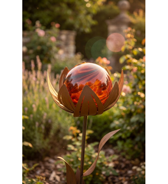 Glasblume - Amelie - rote Kugel - Höhe 122