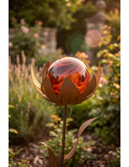 Glasblume - Amelie - rote Kugel - Höhe 122