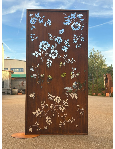 Start Metall Sichtschutzwand - Victoria Blüten - Höhe 200 cm x Breite 100 cm Victoria heißt diese Wand, und der Name passt: Sie 