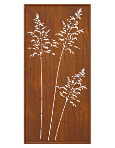 Sichtschutzwand Metall Gräser Motiv - 200 x 100 cm - Sichtschutzelement Rost