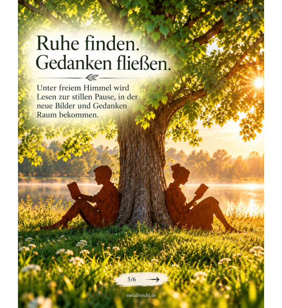 Menschen und Silhouetten Lesende Frau mit Rohr als Steckverbindung - Höhe 80 cm - groß Angebrachte Verbindung für Eisenstange di