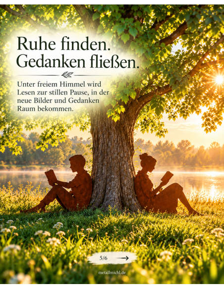 Menschen und Silhouetten Lesende Frau mit Rohr als Steckverbindung - Höhe 80 cm - groß Angebrachte Verbindung für Eisenstange di