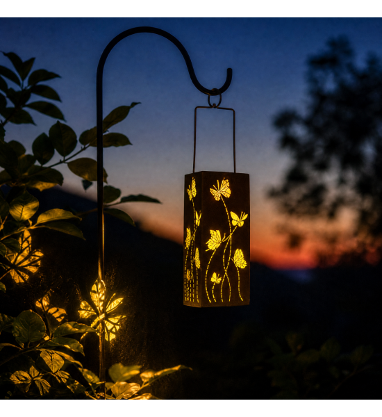 Solar Windlicht Schmetterlinge - mit Henkel -...
