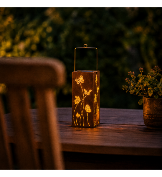 Solar Windlicht Schmetterlinge - mit Henkel -...