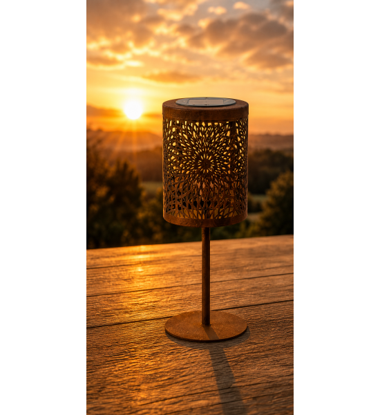 Gartendeko Rost Edelrost Tischlampe Solar in 2 Varianren 
