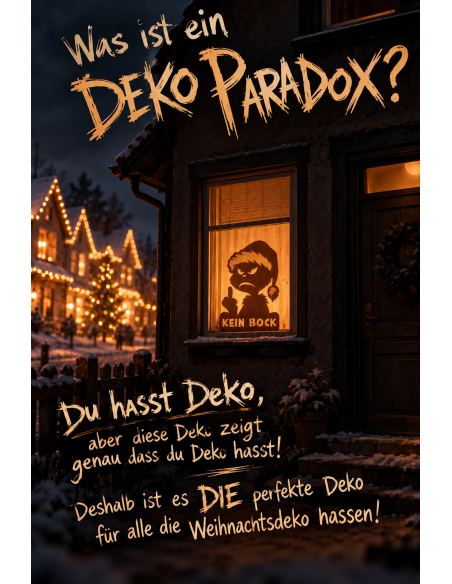 Weihnachtsdeko Grinch - Kein Bock - 32 cm hoch Ohne Grinch kein Weihnachten! Oder war es andersherum richtig?
Dieser Deko Grinc