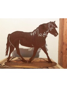 Edelrost Pferd auf Platte zum Stellen - Höhe 50 cm, Breite 65 cm 2