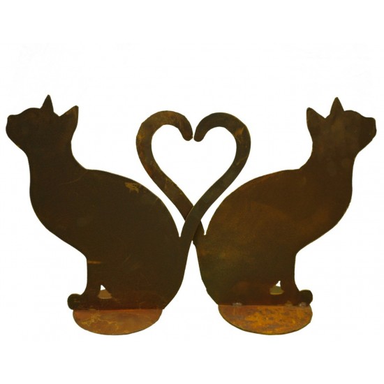 Katzen sitzend - bilden ein Herz (auch einzeln erhältlich) rostig - Rostdeko