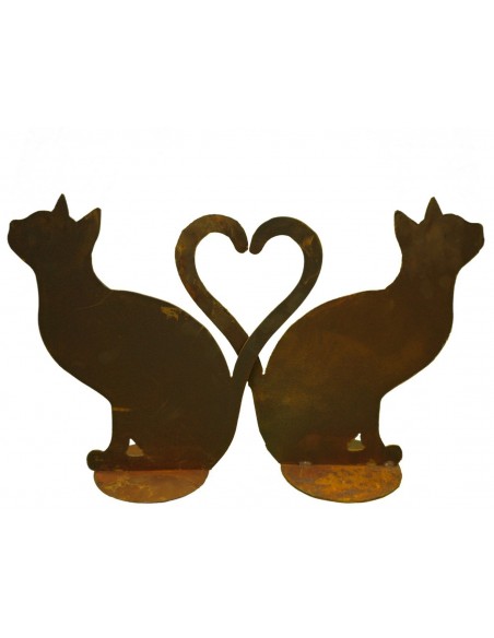 Katzen sitzend - bilden ein Herz (auch einzeln erhältlich) rostig - Rostdeko