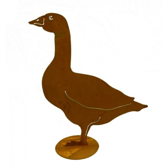 Edelrost Gans stehend seitlich