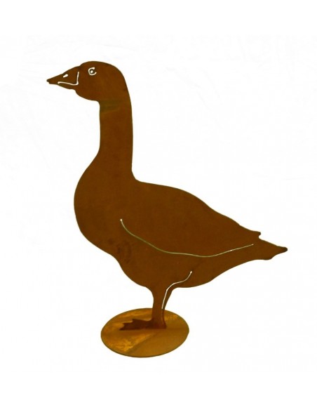 Edelrost Gans stehend seitlich