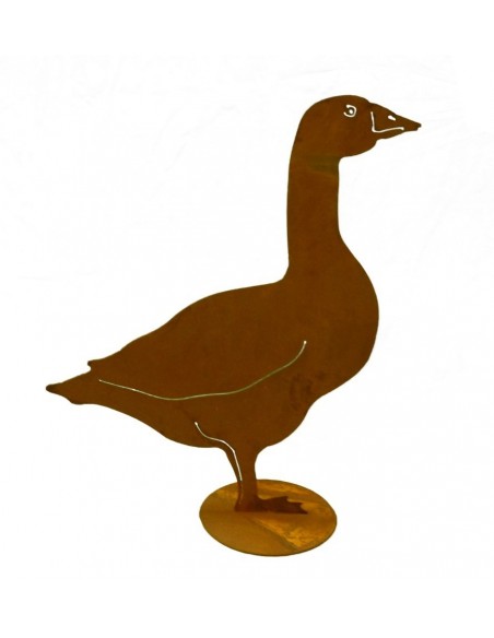 Edelrost Gans stehend seitlich