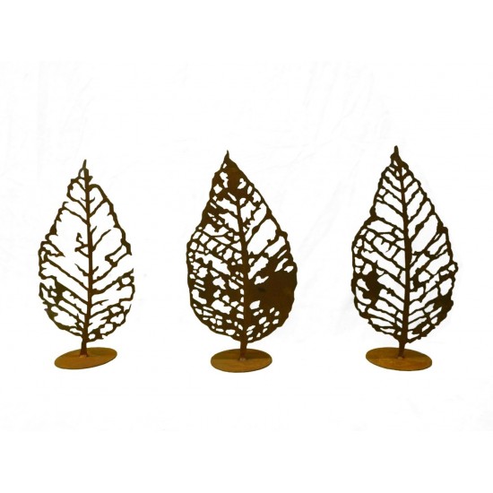 Blattgerippe 3er Set Höhe 50 cm Edelrost Metalldeko