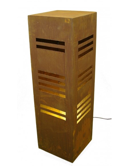 Rost Säule eckig mit Streifen - 2seitig 100 cm