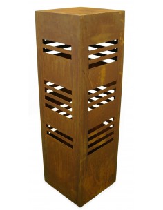 Rost Säule eckig mit Streifen - 4seitig 100 cm