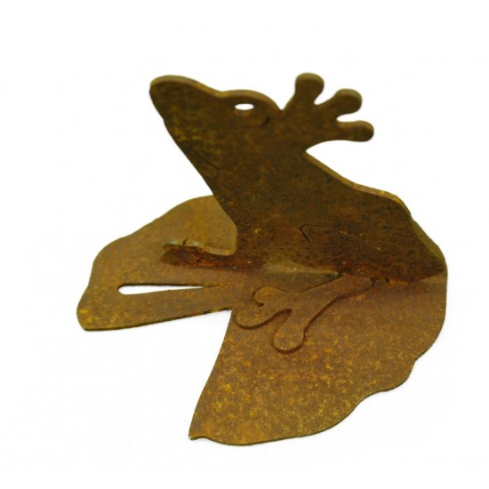 Mini Rost Frosch auf Seerosenblatt 8 cm hoch