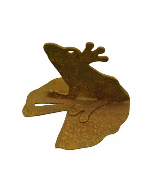 Mini Rost Frosch auf Seerosenblatt 8 cm hoch