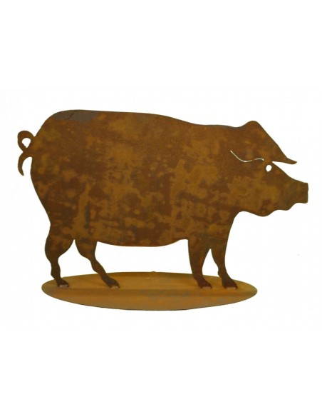 Edelrost Schwein 40 x 65 cm auf Platte