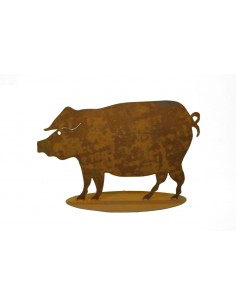 Edelrost Schwein 40 x 65 cm auf Platte 2