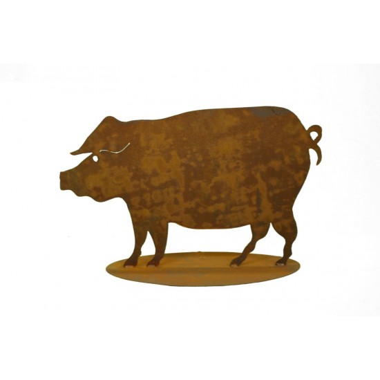 Edelrost Schwein 40 x 65 cm auf Platte