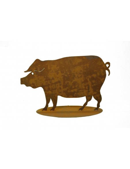 Edelrost Schwein 40 x 65 cm auf Platte