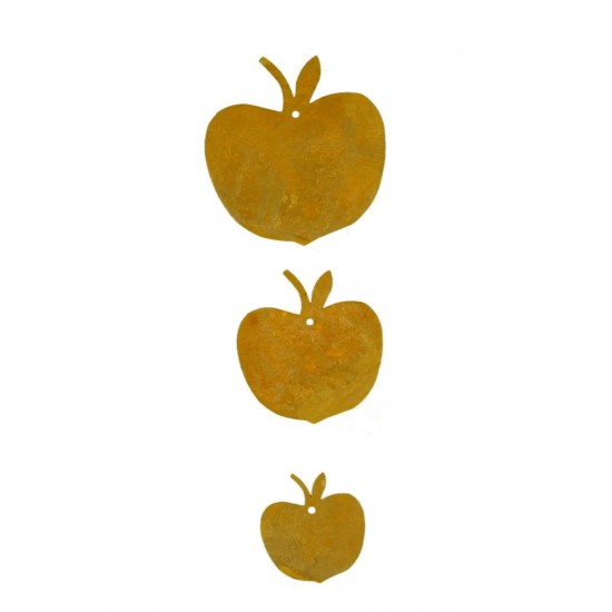 3 tlg. Apfelkette Edelrost ungefädelt - Rost Apfel Ø 10cm/8cm/6cm