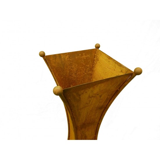 Rost Säule tailiert mit Pflanzboden und Kugeln