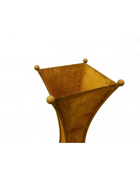 Rost Säule tailiert mit Pflanzboden und Kugeln