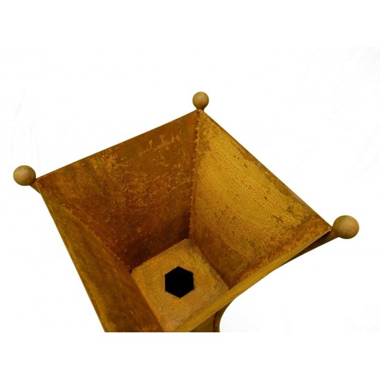 Rost Säule tailiert mit Pflanzboden und Kugeln