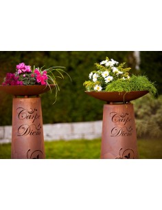 Säule Kegel "Carpe Diem" 100cm, Rost inkl. Schale 2