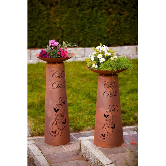 Säule kegel "Carpe Diem" Gr.2, Rost inkl. Schale