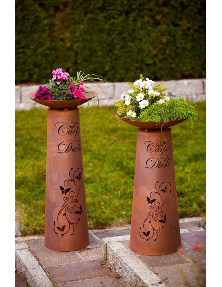 Säule kegel "Carpe Diem" Gr.2, Rost inkl. Schale