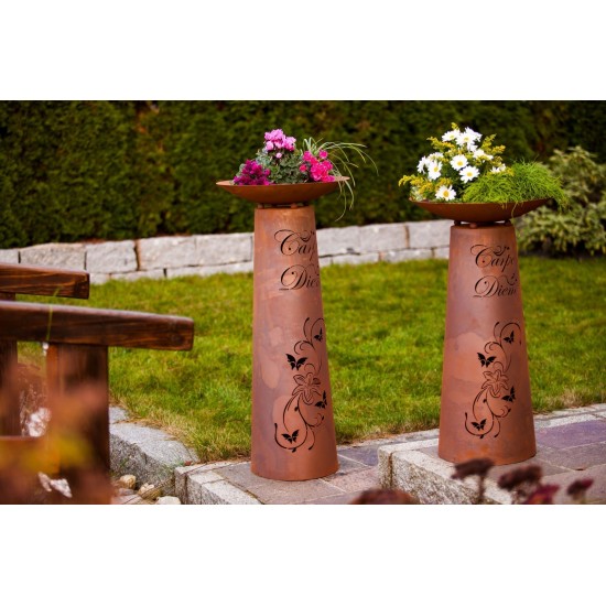 Säule kegel "Carpe Diem" Gr.2, Rost inkl. Schale