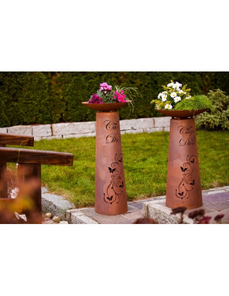 Säule kegel "Carpe Diem" Gr.2, Rost inkl. Schale