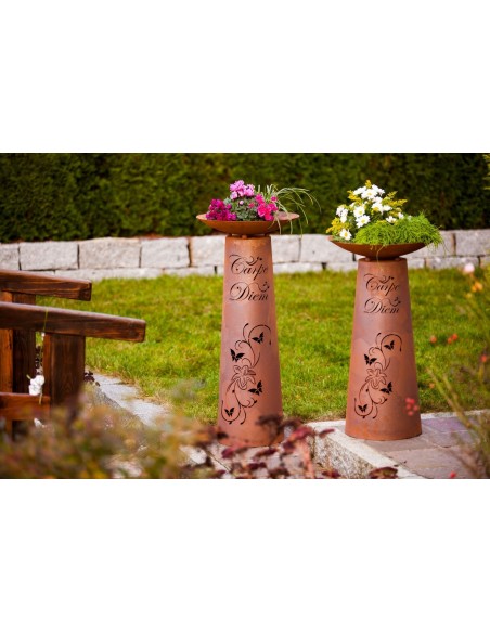 Säule kegel "Carpe Diem" Gr.2, Rost inkl. Schale