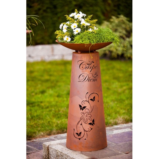 Säule kegel "Carpe Diem" Gr.2, Rost inkl. Schale