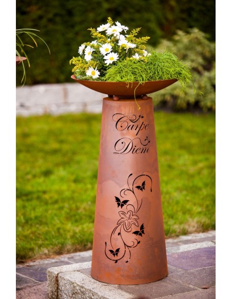 Säule kegel "Carpe Diem" Gr.2, Rost inkl. Schale